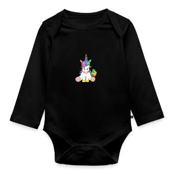 Douce Mais drôle De Licorne Drôle - Body Bébé bio manches longues - noir - Devant