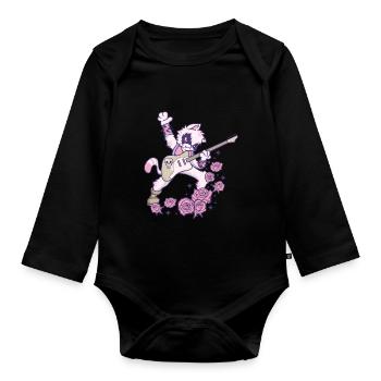 Pastel Goth Kawaii Heavy Metal Cat Guitar Goth - Organic Longsleeve Baby Bodysuit - black - Front