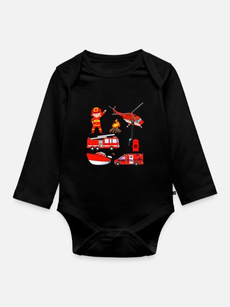Feuerwehr - Baby Bio-Langarm-Body - Schwarz