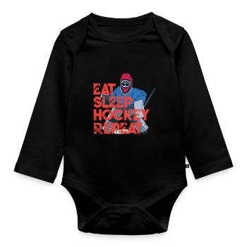 Eishockeytorwart Eishockey Goalie Hockey - Baby Bio-Langarm-Body - Schwarz - Vorne