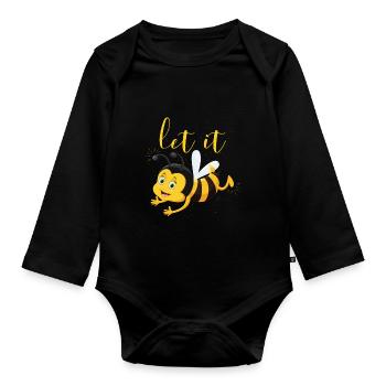 Niedlich ließ es Bienen-Imkergeschenk - Baby Bio-Langarm-Body - Schwarz - Vorne