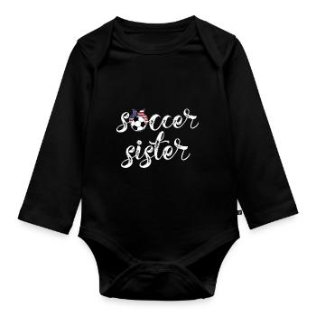 Cooles Soccer Sister Trikot für Sisters of US - Baby Bio-Langarm-Body - Schwarz - Vorne