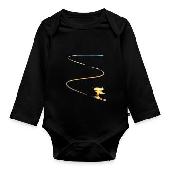 Skier Winter Sports Holiday Snow Ski skiing - Organic Longsleeve Baby Bodysuit - black - Front
