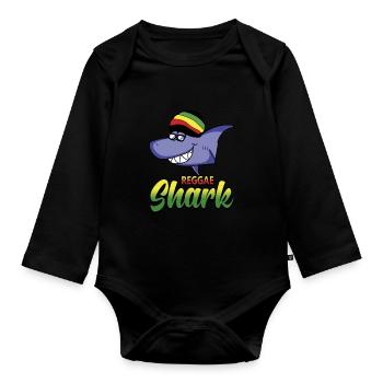 Reggae Shark Rastafari Musique Cadeau Jamaïque - Body Bébé bio manches longues - noir - Devant