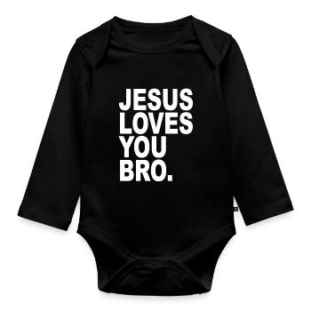 Jésus t'aime Bro Funny religieux cadeau - Body Bébé bio manches longues - noir - Devant