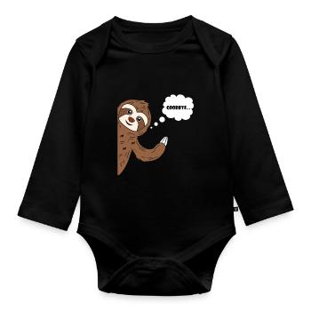 Goodbye Sloth Sloth Waving bye bye - Organic Longsleeve Baby Bodysuit - black - Front