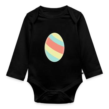 Easter egg - Organic Longsleeve Baby Bodysuit - black - Front