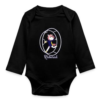 Rhönrad Rhönradturnen Rhönradturnerin Einhorn - Baby Bio-Langarm-Body - Schwarz - Vorne