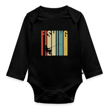 Fischen - Baby Bio-Langarm-Body - Schwarz - Vorne