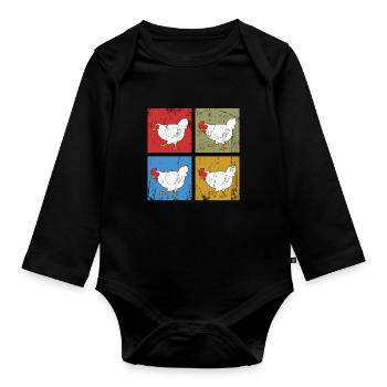 Chicken Chicken Chickens Gift Farmer Agriculture - Organic Longsleeve Baby Bodysuit - black - Front