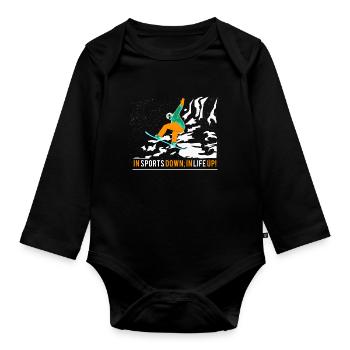 SNOWBOARDER SNOWBOARDING SNOWBOARD SPORT is life - Organic Longsleeve Baby Bodysuit - black - Front