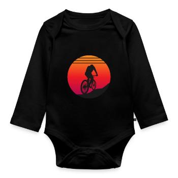 Mountainbike - Sunset - Baby Bio-Langarm-Body - Schwarz - Vorne