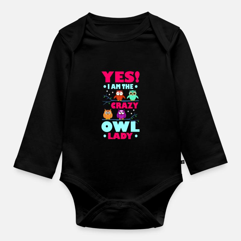 Eule - Baby Bio-Langarm-Body - Schwarz