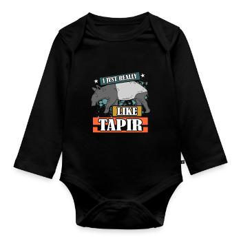 tapir - Organic Longsleeve Baby Bodysuit - black - Front