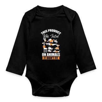 Product that has been tested on animals - Organic Longsleeve Baby Bodysuit - black - Front