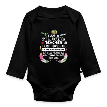 Special Education Teacher Autistic Encouragement Auti - Organic Longsleeve Baby Bodysuit - black - Front