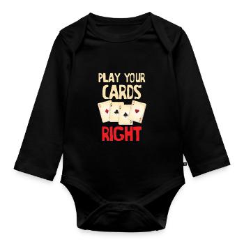 Cool Play Your Cards Right Joueurs de cartes cadeau - Body Bébé bio manches longues - noir - Devant
