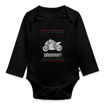 Moto ugly christmas - Body Bébé bio manches longues - noir - Devant