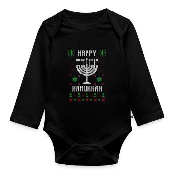 Happy hanukkah ugly christmas - Baby Bio-Langarm-Body - Schwarz - Vorne