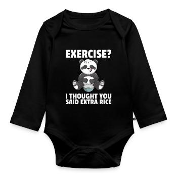 Panda Panda Bear Big Funny Sweetie - Organic Longsleeve Baby Bodysuit - black - Front