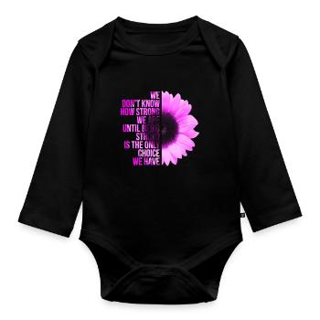 Ist das einzige auserlesene Brustkrebs-Geschenk stark - Baby Bio-Langarm-Body - Schwarz - Vorne