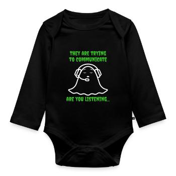 Ghost Hunt Gift Paranormal Investigator Halloween - Organic Longsleeve Baby Bodysuit - black - Front