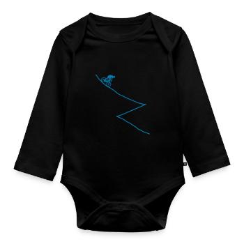 Mountain bikers on the mountain - Organic Longsleeve Baby Bodysuit - black - Front