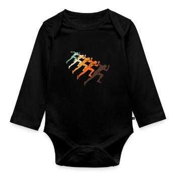 Retro Sprint Runner Athlete Marathon Athletics - Organic Longsleeve Baby Bodysuit - black - Front