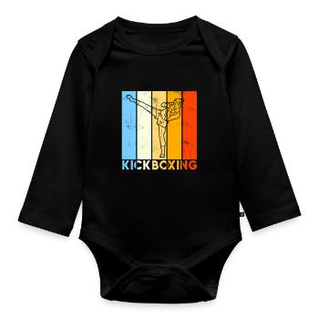 Cadeau de kick boxing vintage - Body Bébé bio manches longues - noir - Devant