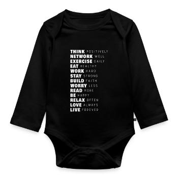 Think Positively - Organic Longsleeve Baby Bodysuit - black - Front
