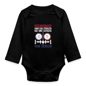 Heizungsbauer Sixpack vom Denken Installateur - Baby Bio-Langarm-Body - Schwarz - Vorne