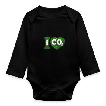 I Love co2 Klimawandel Leugner - Baby Bio-Langarm-Body - Schwarz - Vorne