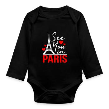 Paris - Body Bébé bio manches longues - noir - Devant