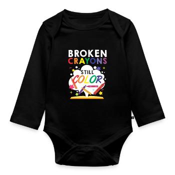 Colored pencil colors mental health - Organic Longsleeve Baby Bodysuit - black - Front