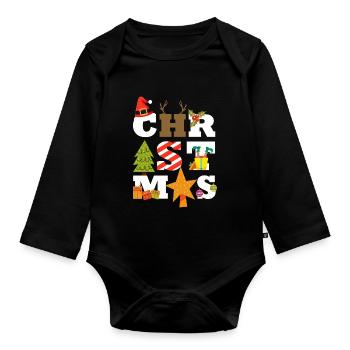 Noël - Body Bébé bio manches longues - noir - Devant