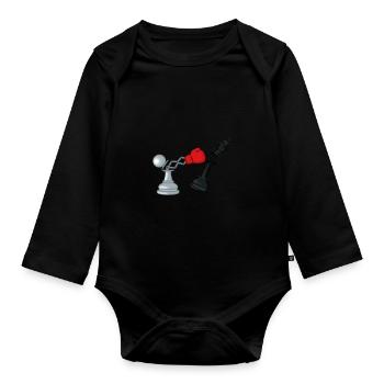 Cadeau d'entraîneur de joueur d'échecs drôle - Body Bébé bio manches longues - noir - Devant
