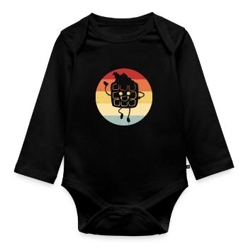 Gaufres Crêpes Douces Vintage Rétro - Body Bébé bio manches longues - noir - Devant
