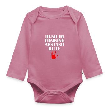 HUND IM TRAINING ABSTAND BITTE - Baby Bio-Langarm-Body - Mauve - Vorne