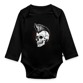 Heavy Metal Punk Rock Skull Skull - Organic Longsleeve Baby Bodysuit - black - Front