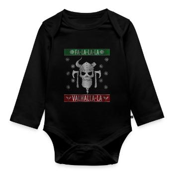 Ugly Christmas Sweater Viking Valhalla Christmas - Baby Bio-Langarm-Body - Schwarz - Vorne