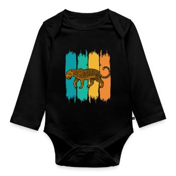 Leopard - Baby Bio-Langarm-Body - Schwarz - Vorne