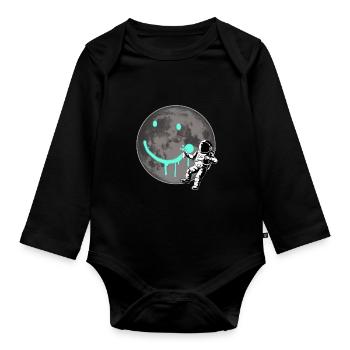 Astronaut Spray Mond Sprayer Graffiti Weltraum All - Baby Bio-Langarm-Body - Schwarz - Vorne
