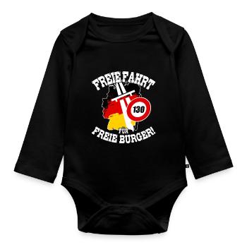 FREIE FAHRT FÜR FREIE BÜRGER Kein Tempolimit - Baby Bio-Langarm-Body - Schwarz - Vorne