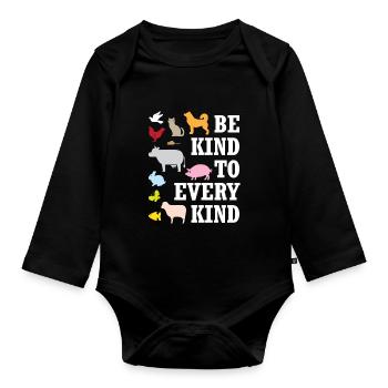 Animal Lover Gifts Be Kind to Every Kind Vegan - Organic Longsleeve Baby Bodysuit - black - Front