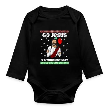 Go Jesus Birthday Team Jesus Weihnachten Lustig - Baby Bio-Langarm-Body - Schwarz - Vorne