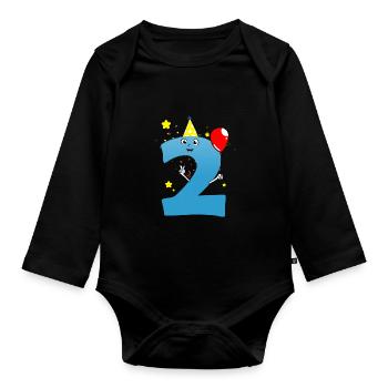 Anniversaire garçon 2 ans - Body Bébé bio manches longues - noir - Devant