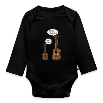 Ukulele Guitar Father Guitar Saying Funny - Body Bébé bio manches longues - noir - Devant