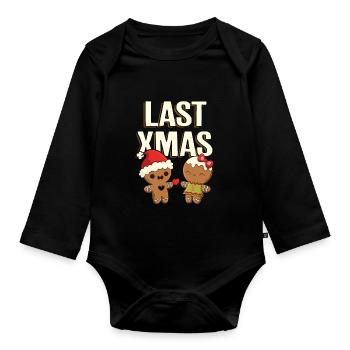Last Christmas I Gingerbread Heart Couple - Organic Longsleeve Baby Bodysuit - black - Front