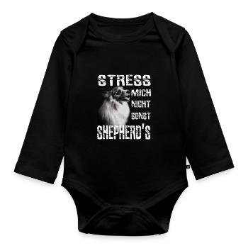 Stress mich nicht sonst Sheperds Aussie Sheperd - Baby Bio-Langarm-Body - Schwarz - Vorne