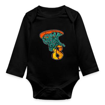 Basketball enfants 8 anniversaire 8 ans sport - Body Bébé bio manches longues - noir - Devant